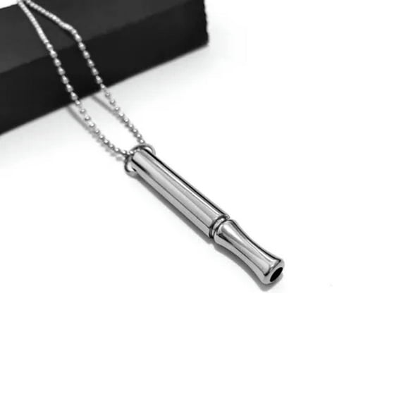 GKNET Stainless Steel Mindfulness Breathing Relief Anxiety Stress Necklace Breathlace-Silver