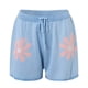 thumbnail image 4 of Gibobby Pijamas de satén Conjunto de pijama de punto para mujer, traje informal, manga larga, Top y pantalones cortos de manga burbuja, conjunto de suéter de ropa deportiva de 2 piezas (Blue, XL), 4 of 5