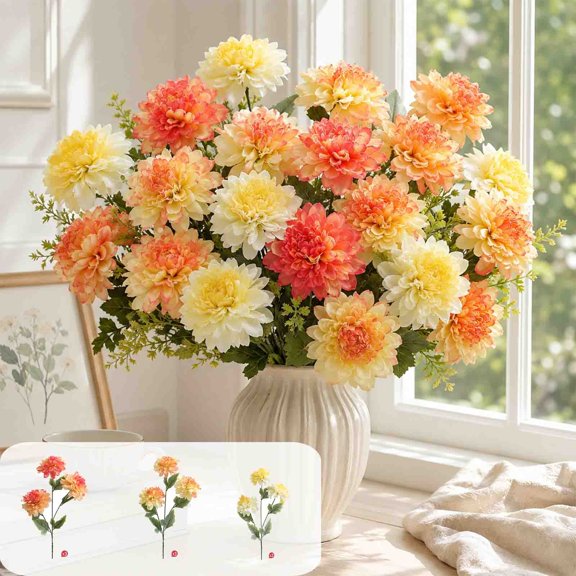 Artificial Peony Flowers for Vase, 3 Peonies Artificial Flowers for Vintage Decor, Table Centerpieces, Entryway and Home Decor, #01