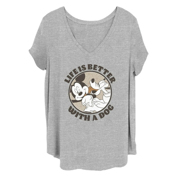 Women's Mickey & Friends Life is Better with a Dog Graphic T-Shirt