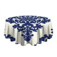 thumbnail image 5 of Blue and White Pioneer Flower Round Tablecloth 60" X 60",Wrinkle Wipeable Table Cloth for Kitchen Dining Room Picnic Patio Party, 5 of 6