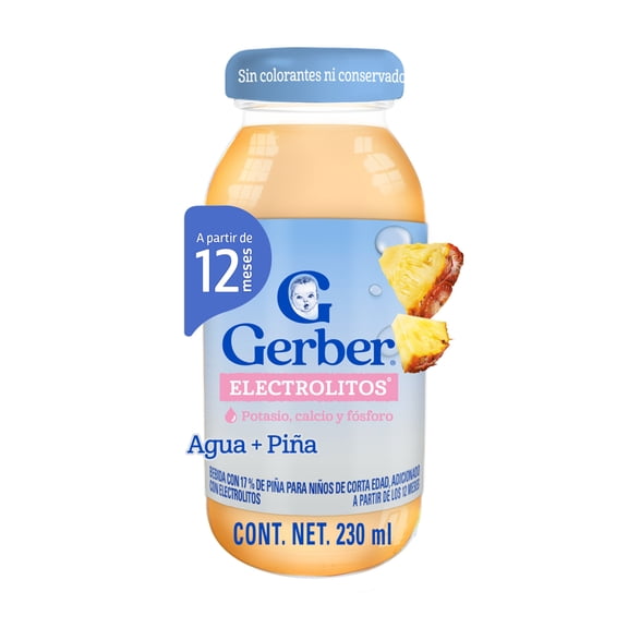 Electrolito Gerber Etapa 4 Sabor Piña Frasco de 230 ml