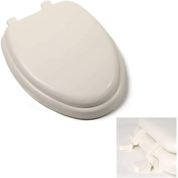 Deluxe Bone Elongated Soft Cushioned Padded Toilet Seat with Closed