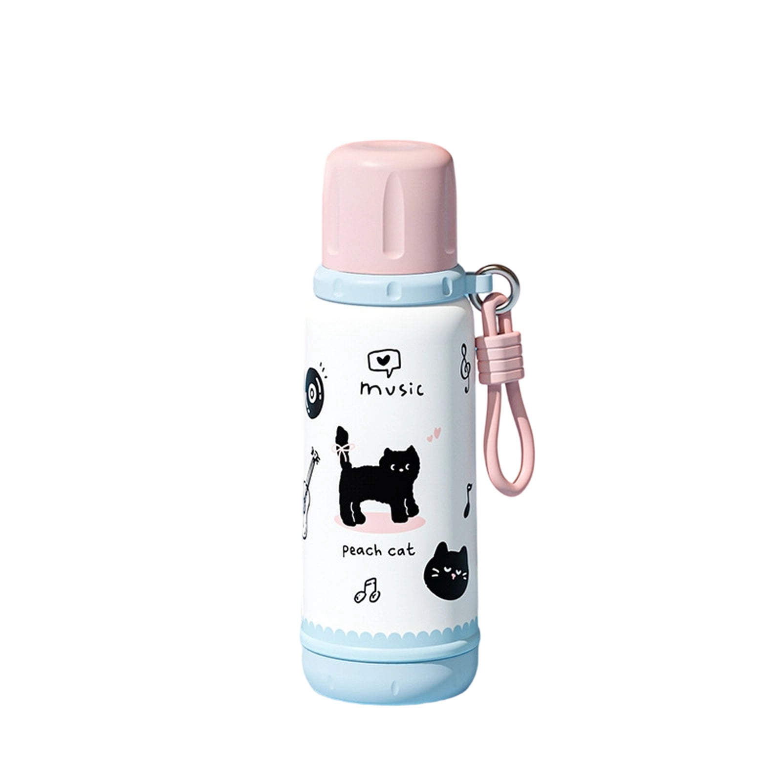 Stainless Steel Insulated Water Bottle with Straw, Large Capacity 550ml Portable Tumbler for Kids Students, Cute Design Leak-Proof Thermal Cup