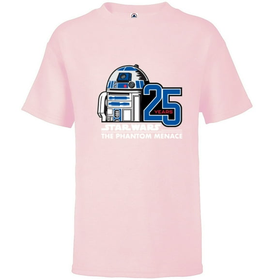 Star Wars The Phantom Menace 25th Anniversary Droid R2-D2- Short Sleeve T-Shirt for Kids - Customized-Soft Pink