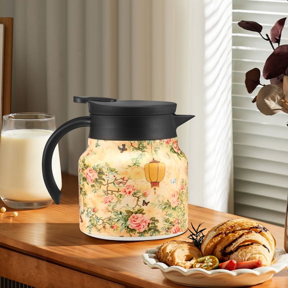 LINFANG Thermal Teapot Stainless Steel Insulated Tea Pot with Comfortable Handle and Built in Infuser for Home Office Hot Beverage