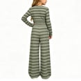 thumbnail image 5 of Xdegoge Girls 2 Piece Outfits Striped Ribbed Knit Long Sleeve Crop Top and Wide Leg Pants Set Casual Lounge Sweatsuits for Kids Fall Wear, 5 of 9