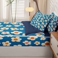thumbnail image 5 of Homewish Vintage Floral Zipper Full Size Comforter Sets with Fitted Sheet and 2 Pillowcases,Navy Flowers Zipper Bedding Set,Navy Blue Reversible,4pcs, 5 of 8