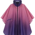 thumbnail image 1 of Hooded Rain Poncho - Zippered Design - Gradient Color - Portable & Stylish, 1 of 7