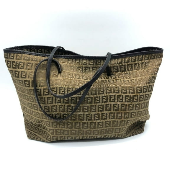 Pre-Owned Fendi FF logo Zucca pattern bag shawl Tote Bag Beige BeigeBased x BrownBased (Fair)