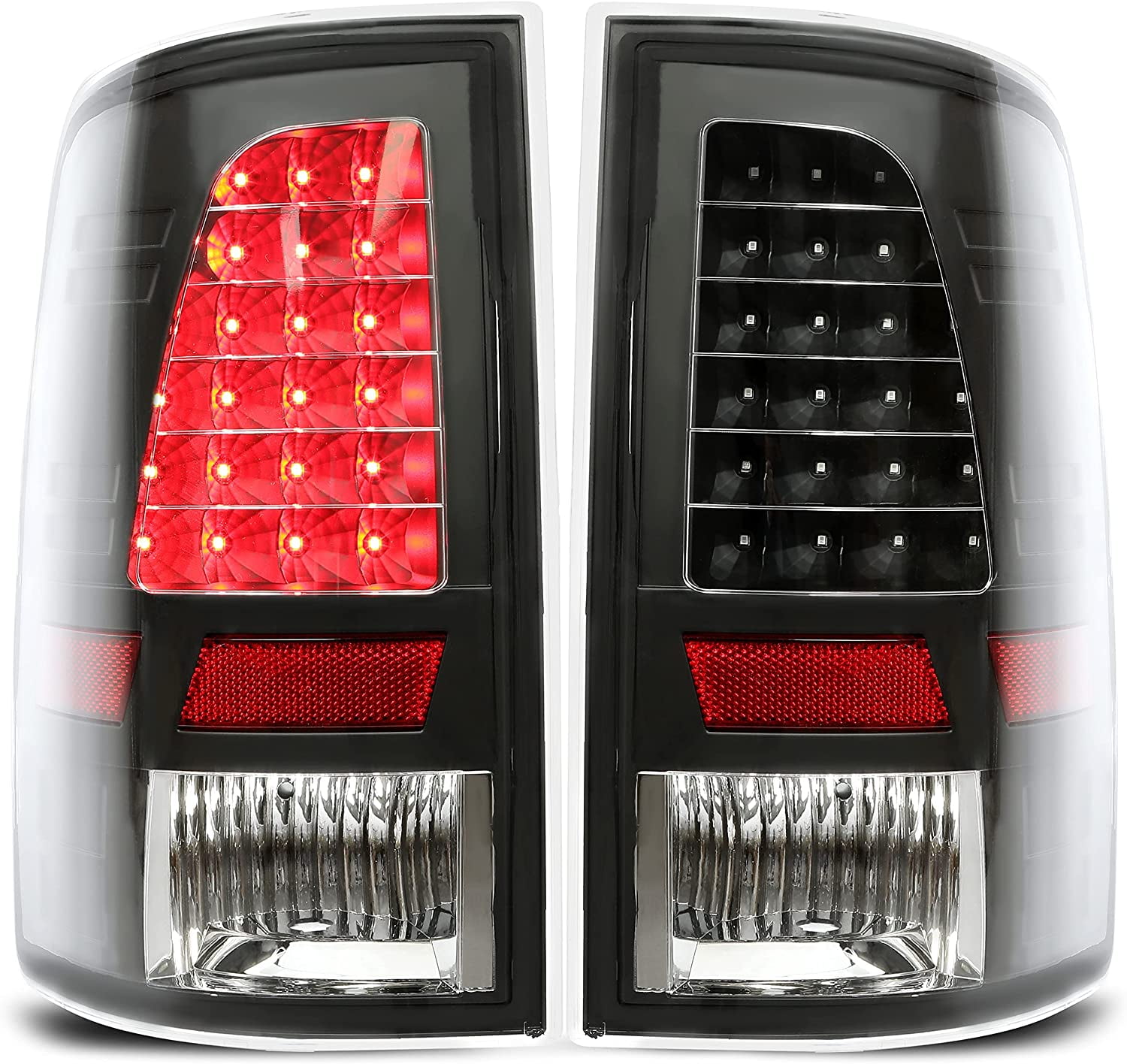 10-18 2500 Right Side Replacement Pair For 2009-2018 DODGE RAM 1500 3500 Black LED Tail Lights Brake Lamps Left 