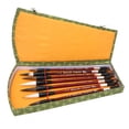 thumbnail image 1 of 7Pcs Calligraphy Brush Weasel Hair Wood Handle Chinese Traditional Pen Set with Gift Box, 1 of 11