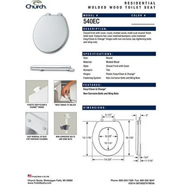 Church 540EC 346 Round Closed Front Toilet Seat in Biscuit