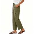 thumbnail image 5 of Hilenly Cargo Hiking Pants Women High Waisted Travel Work Pants Ankle Length Straight Leg Chino Pants with Pockets, 5 of 9