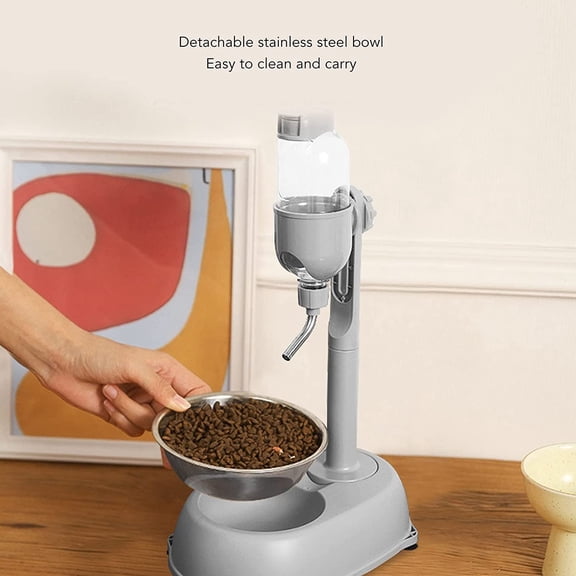 Pet Standing Water Dispenser Bowl with Detachable Pole for Dogs and Cats, Height Adjustable Automatic Feeder with Non-Slip Base