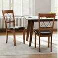 thumbnail image 2 of DRAZUNO Dining Chair Set of 2 w/Rubber Wood Frame, Padded Seat, Cross Backrest for Room, 2 of 8