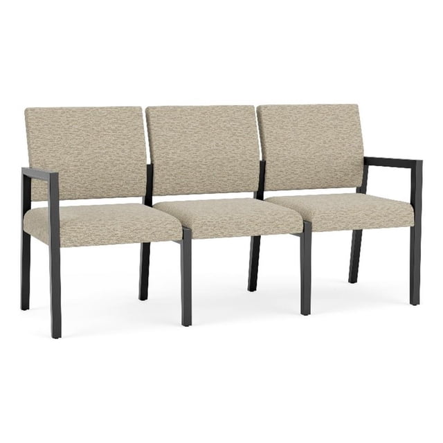 Pemberly Row Waiting Reception 3 Seat Tandem Seating No Center Arms in Beige