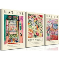 Henri Matisse Canvas Wall Art Vintage Colorful Abstract《Landscape at Collioure》 La Japonaise The Open Window Painting Picture Wall Decor Modern Aesthetics Fauvism Poster Print Artwork