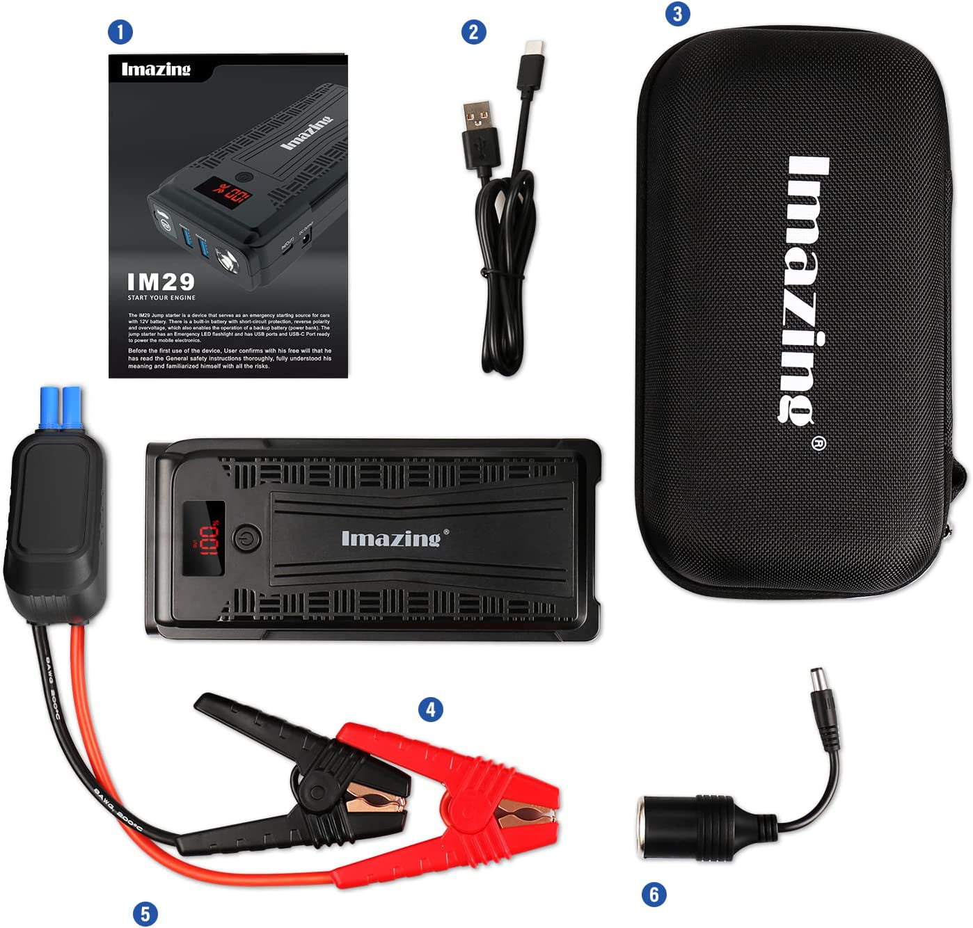 Car Jump Starter, Evatronic 4000A Peak 20000mAh Battery Jump Starter (for  up to 12L Gas or 10L Diesel Engines), Battery Booster Power Pack, 12V Auto  Jump Box with LED Light, USB Quick