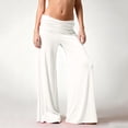 thumbnail image 4 of Inglocry Fold Over Low Waisted Pants Flared Y2K Fold Over Sweatpants Plisse Yoga Strechy Casual Wide Leg Foldover Sweats 2000S White S, 4 of 6