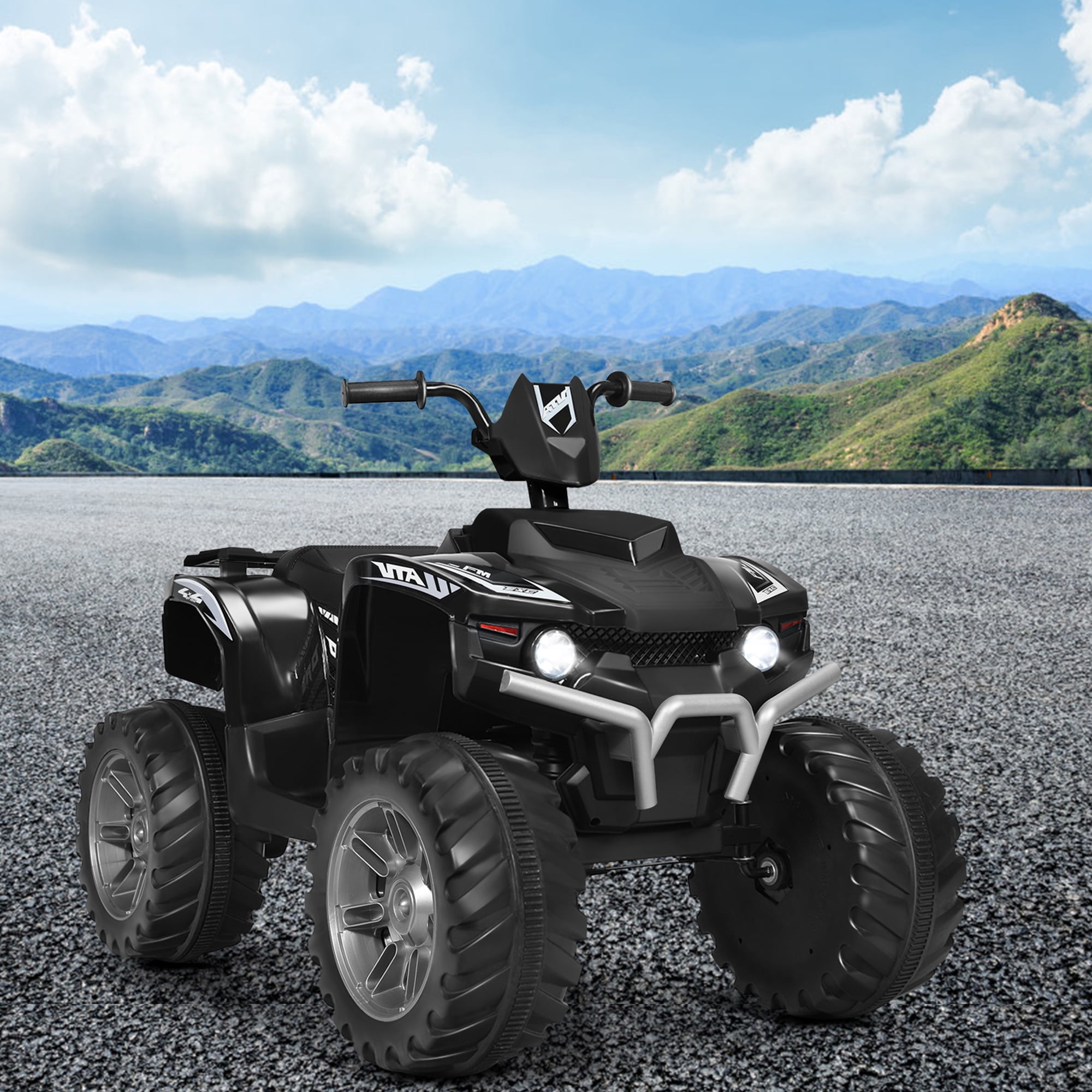 Gymax 12V Electric Kids Ride On Car ATV 4-Wheeler Quad w/ Music LED Light Black