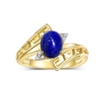 thumbnail image 1 of RYLOS Rings for Women 14K Yellow Gold Greek Key Designer Ring 9X7MM Gemstone & Diamond Ring September Lapis Jewelry  Size 7, 1 of 7