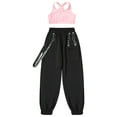 thumbnail image 3 of YiZYiF Kids Girls Sleeveless Criss Cross Back Crop Top with Chain Sweatpants Outfit Hip-Hop Dance Costume Pink 16, 3 of 7