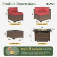 thumbnail image 3 of Aoxun 15 Piece Patio Furniture Set with 44” Fire Pit Table Wicker Rattan Outdoor Sectional Sofa Set with Coffee Table and 4” Thickened Cushions, Red (Waterproof Cover Included), 3 of 8