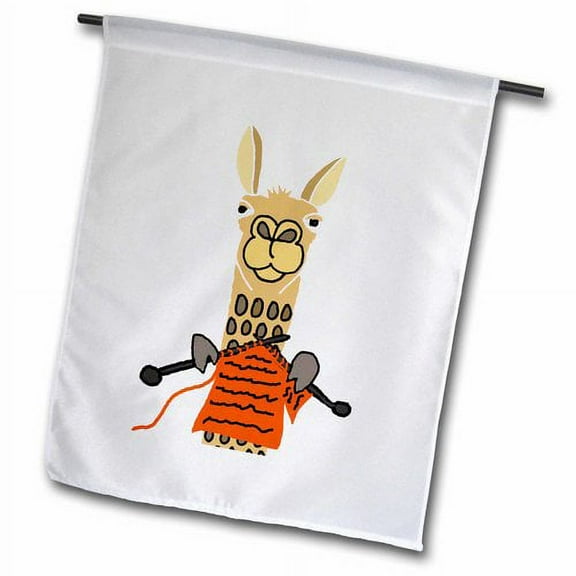 3dRose, Funny Cute Llama Knitting , 12 x 18 inch Garden Flag