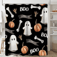 thumbnail image 2 of Coziro Ghosts Pumpkins Bones Boo Halloween Shower Curtain 72x72 Black Cartoon Waterproof Polyester Bathroom Decor Panel for Kids, Machine Washable, 2 of 10
