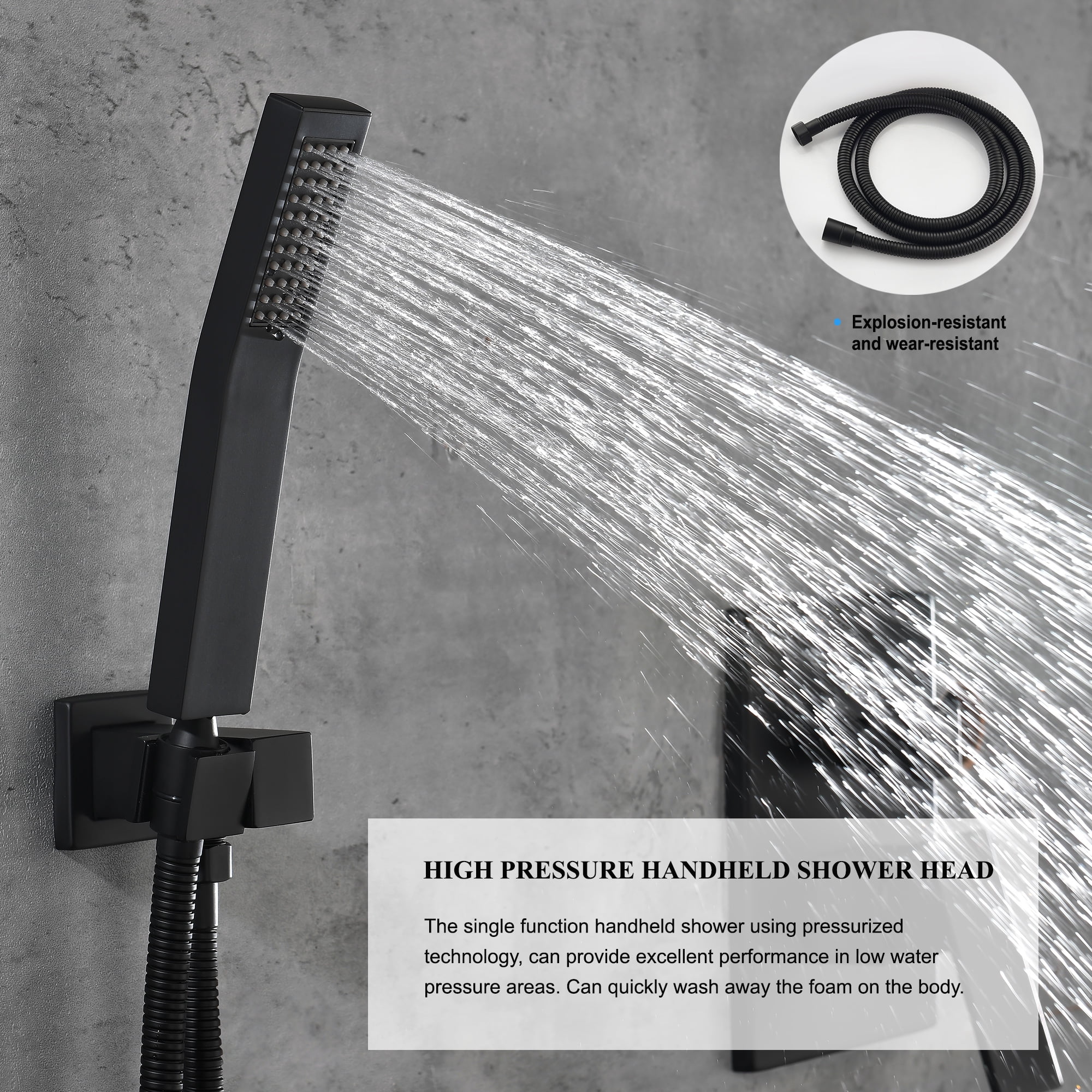 16 Inch Bathroom Rain Shower System Set ceiling mounted, Rainfall Shower Head with Handheld