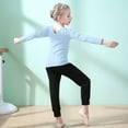 thumbnail image 3 of Cethrio Girls Outfit Sets, 2 Piece Long Sleeve Cotton Ballet Dancing Clothing Sets Light Blue Size 6, 3 of 7