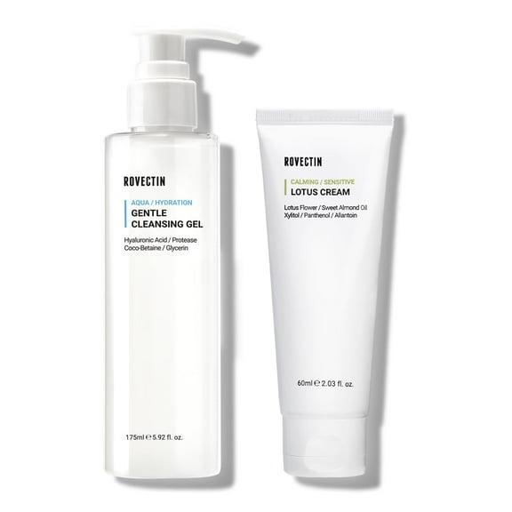 Skincare Bundle ROVECTIN Crema calmante con forma de loto, 62 ml, más gel limpiador acuático, 175 ml