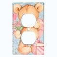 thumbnail image 2 of Metal Light Switch Wall Plate Outlet Cover (Teddy Bear Love Heart Flower Bouquet Balloon Present Blue - Single Duplex), 2 of 2