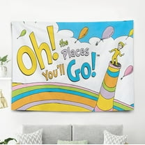 Oh, the Places You'll Go! Tapestry Poster Wall Hanging Art Decor for Living Room Bedroom Dorm Birthday Gift for Kids 60 x 40 inch
