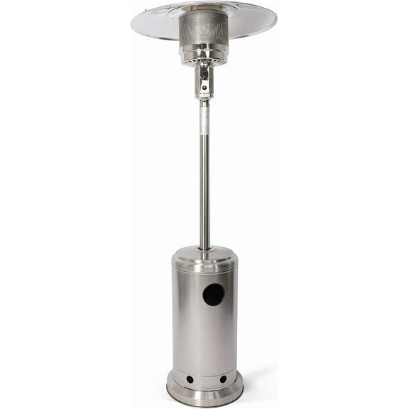 Outdoor Patio Heater, Stainless Steel Propane Heater w/Wheels, Shelf Tabletop, Auto Shut Off Protection, 36000 BTU Tall Standing Gas Heater for Outdoor Use