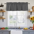 thumbnail image 2 of 2 Pack Dark Gray Valance for Window Solid Color Kitchen Valance Rod Pocket Short Curtain Topper Decorative Window Treatment for Living Room Bedroom 60"x18", 2 of 8