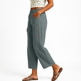 thumbnail image 4 of FRSASU Women's Wide Leg Capri Pants Elastic Waist Casual Loose Lounge Summer Flowy Beach Vacation Trousers Gray-A, 4 of 6