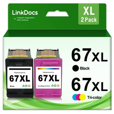 67xl Ink Cartridge Compatible for HP 67 Ink Cartridge for HP Ink 67 for HP Deskjet 2823e 2742e 2752e 2755e Envy 6000 6055 6055e 6400e 6455e 6458e Envy Pro 6455 6458 Printer (Black, Tri-Color）