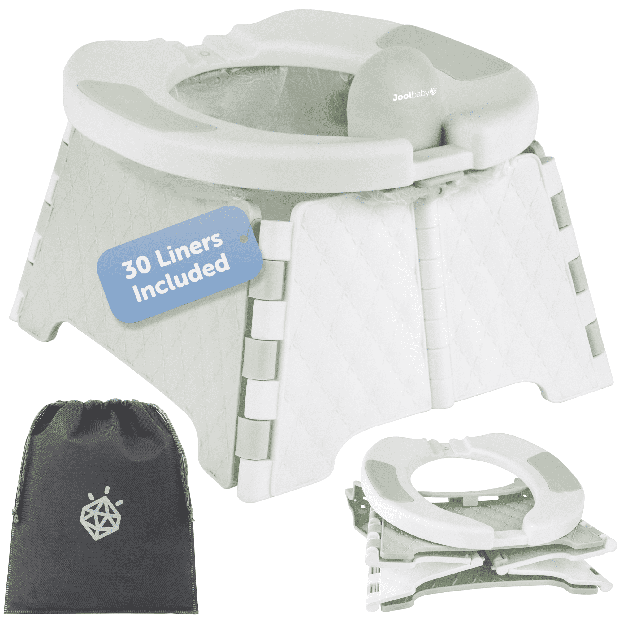 Jool Baby Portable Potty Chair with Travel Bag and Liners, Potty Training Toilet for Travel and Camping, Sage