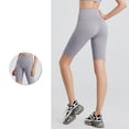 thumbnail image 2 of IWRICH Biker Yoga Shorts for Women High Waist Tummy Control Shorts Workout Running Athletic Activewear Light Gray M, 2 of 5