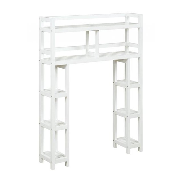 White Finish 2 Tier Solid Wood Over Toilet Organizer
