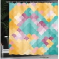 thumbnail image 3 of Ambesonne Abstract Shower Curtain, Colorful Retro Waves Print, 69"Wx70"L, Mustard Turquoise, 3 of 4