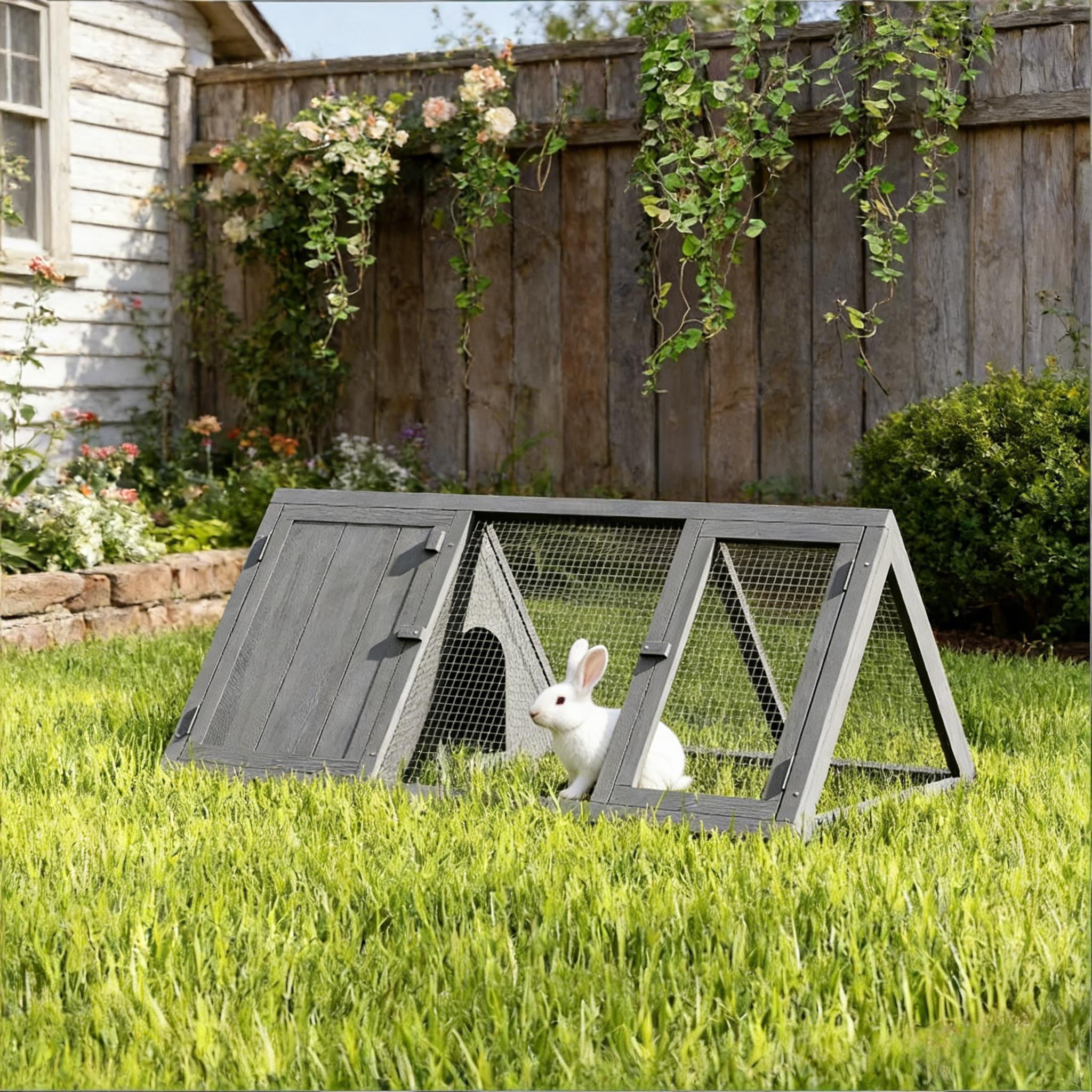 Small Animal Cage, Rabbit Hutch Wooden Triangle Bunny House