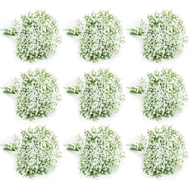 60 flores artificiales a granel, flores artificiales blancas, flores artificiales de Gypsophila, para decoración de boda, fiesta, decoración del hogar (60 piezas)