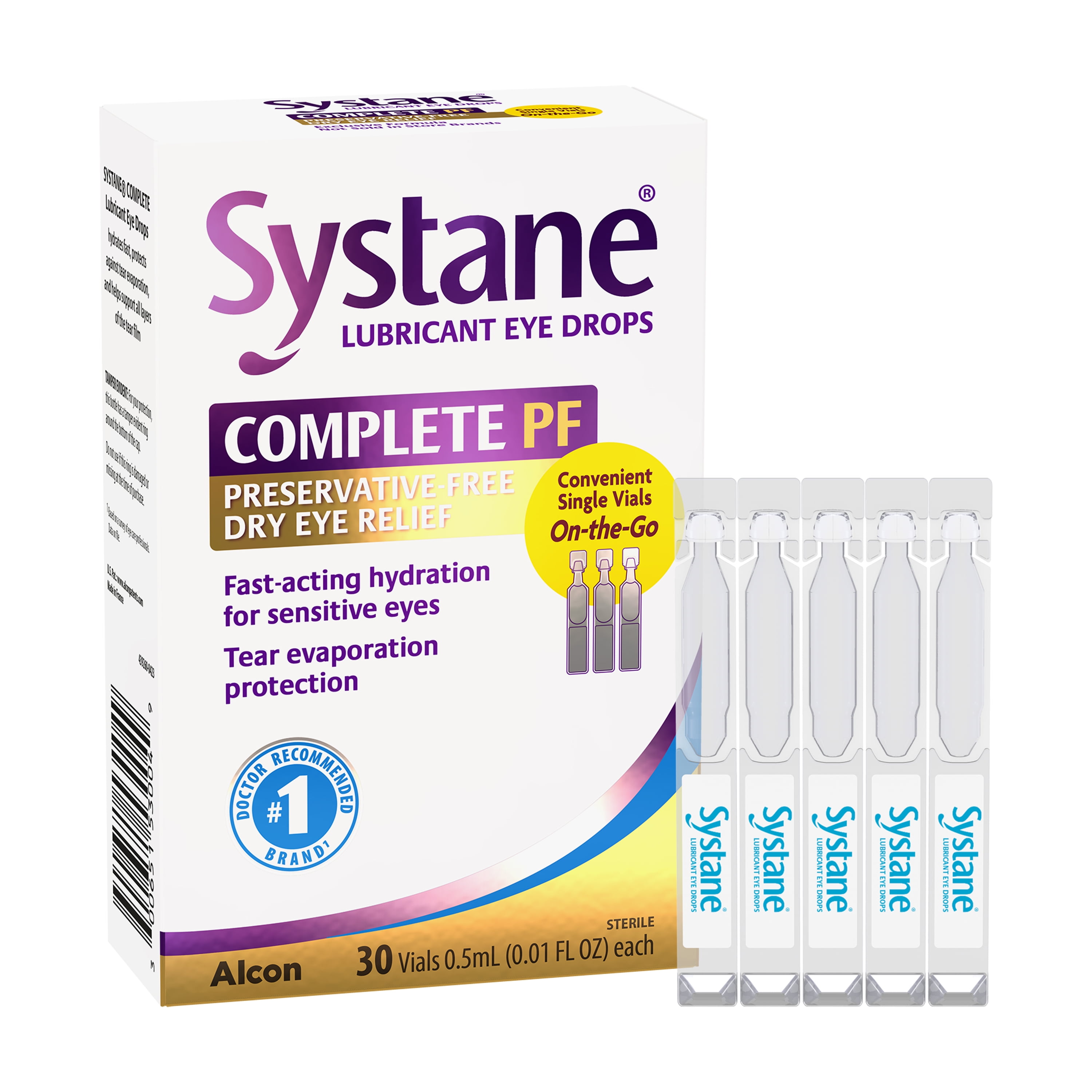 Systane Complete Preservative Free Lubricating Eye Drops, 8 Hours Dry Eye Relief, 30 Vials