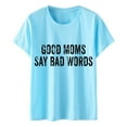 thumbnail image 4 of Dorinao Good Moms Say Bad Words Women's Short Sleeve Round Neck Letter Print Lightweight Casual Summer T Shirt, Blue, XL, 4 of 4