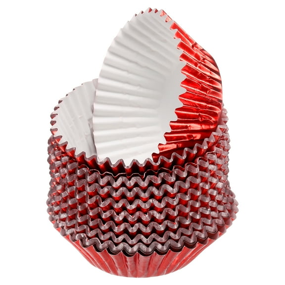 400 Count Red Foil Muffins Cupcake Liners Standard Size Metallic Baking Cups