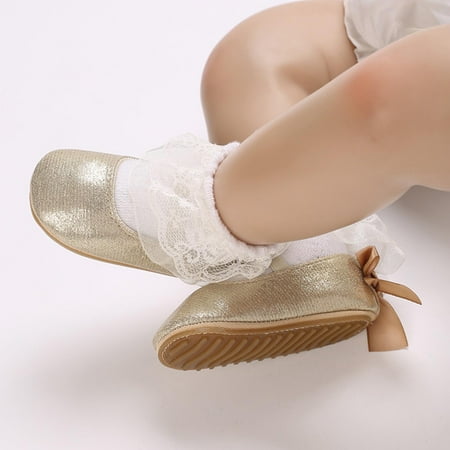 kakina CMSX Toddler Girls Glitter Shoes Fashion Classsic Mary Jane Princess Shoes  Elastic Strap Ballet Flats Wedding Party School Uniform Shoes for Kids 5(12)