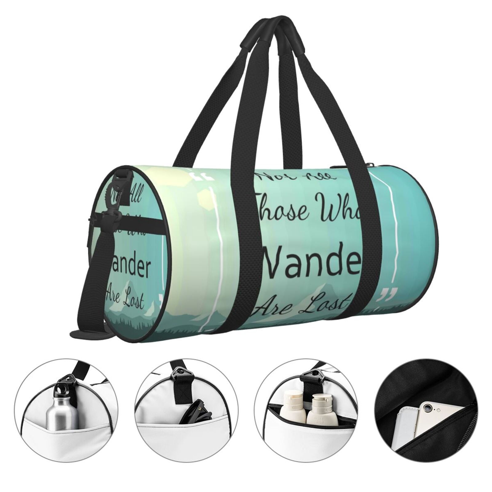 Vsdgher Not All Those Who Wander Are Lost1 45L Foldable Duffel Bag, Sports Gym Bag,Overnight Bag, Portable Weekender Bag for Airplanes